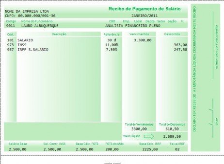Conferindo a holerite